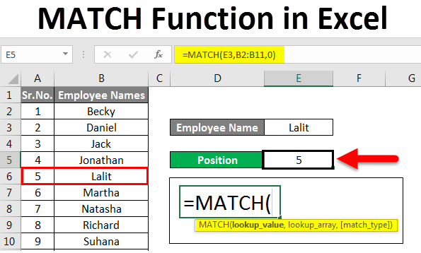 MATCH Function in Excel