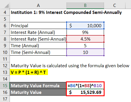 Calculation of Maturity Value for Semi-annually