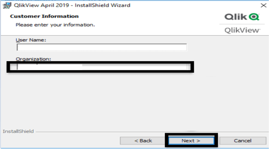 Qlikview add the user name and organization name