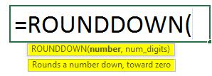ROUNDDOWN Function Syntax