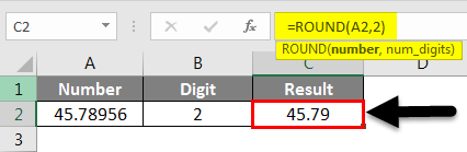Rounding in Excel Example 1