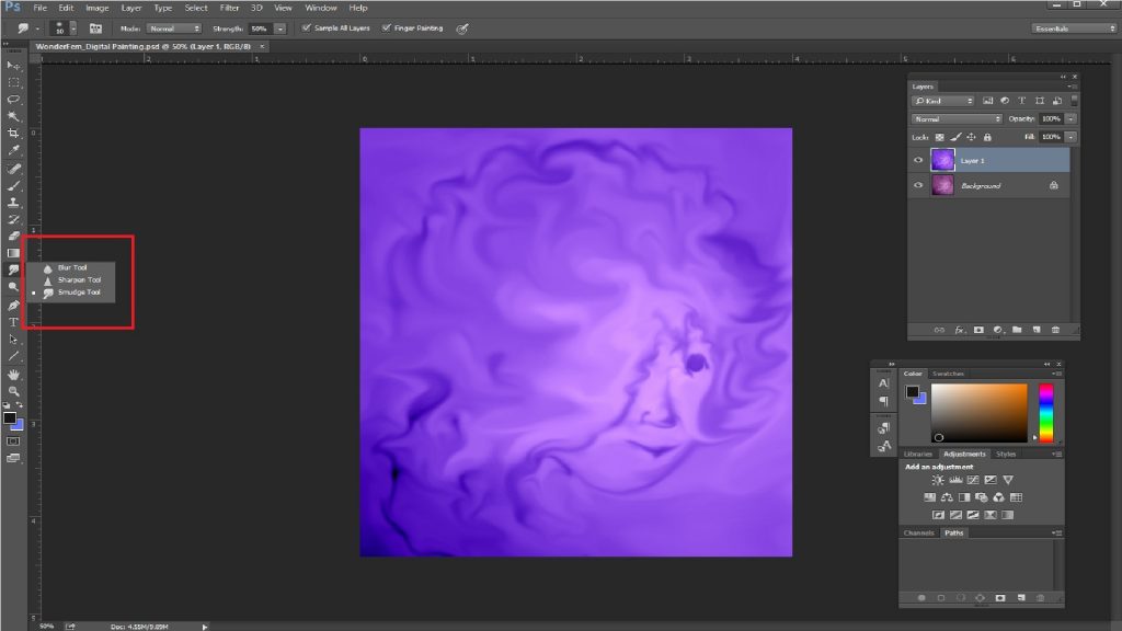 Smudge tool in photoshop 1