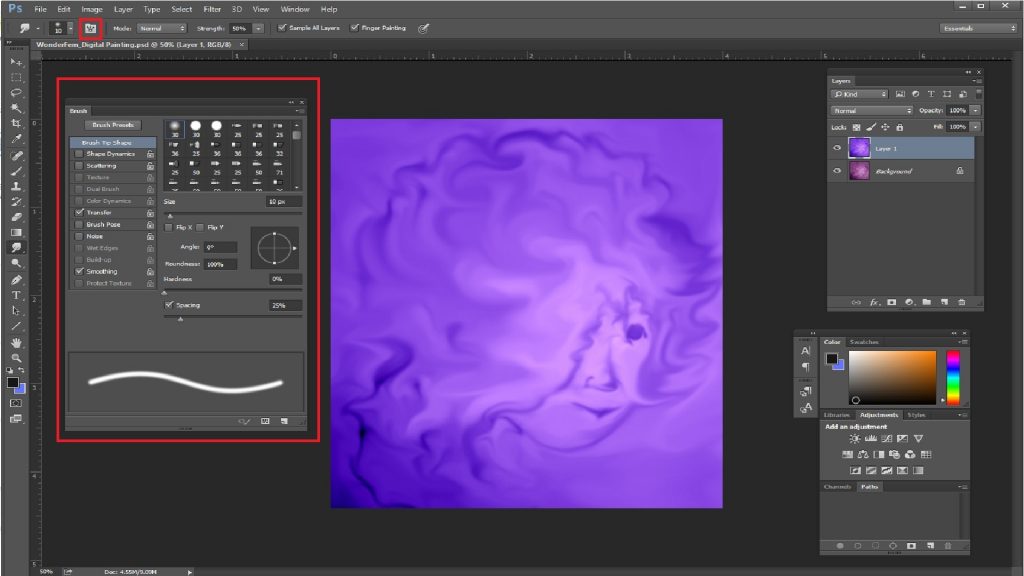 Smudge tool in photoshop 4