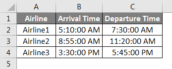 Subtract Time Example 2 Data