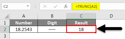 Rounding in Excel - TRUNC Funcion 1