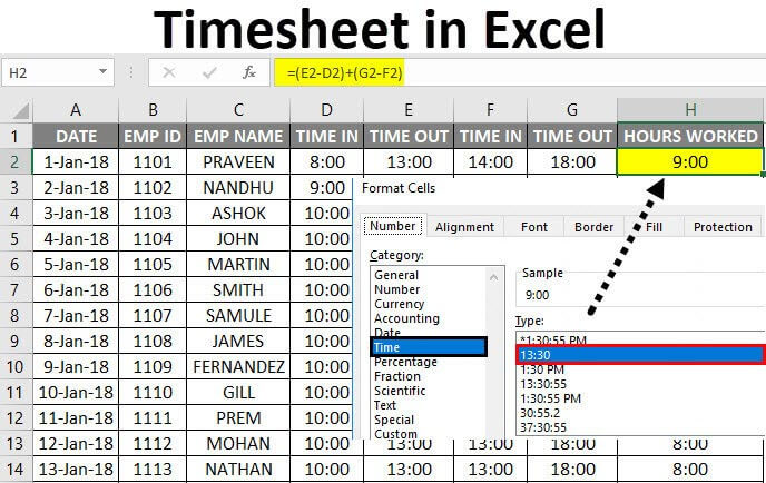 Timesheet in Excel