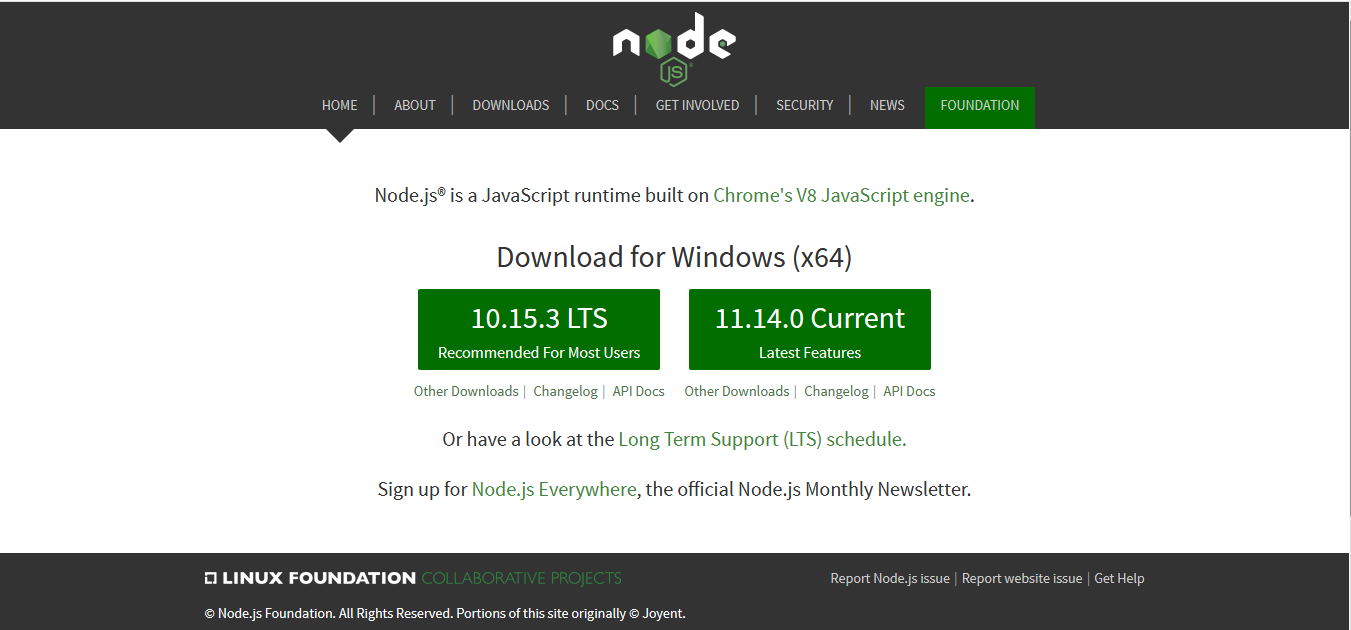 nodejs.org site 