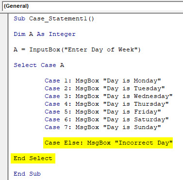 VBA Case Example 1-7