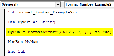 VBA Format Number Example 2-1
