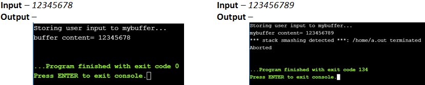 output of buffer overflow