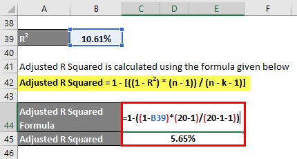 Adjusted R Squared Formula Example 1-10
