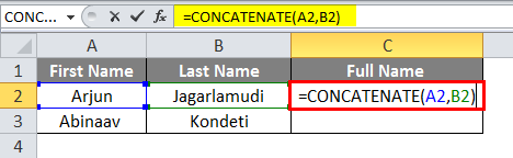 Concatenate in Excel Example 1-2