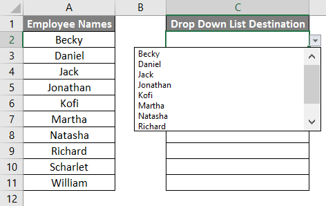 Editing named range drop-down list Example 2.1