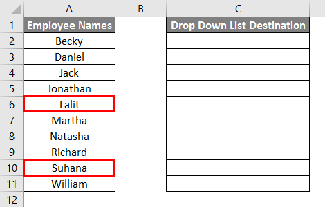 Editing named range drop-down list Example 2.2