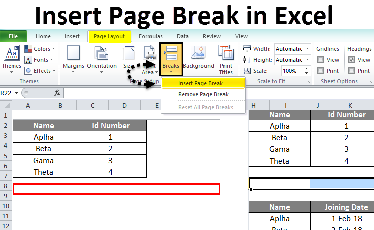 how to insert page breaks in one note
