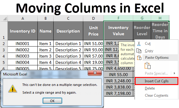 Moving Columns in Excel