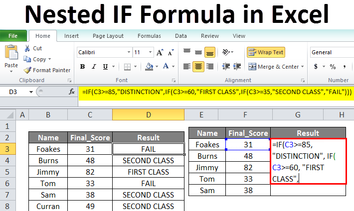Nested IF Formula in Excel