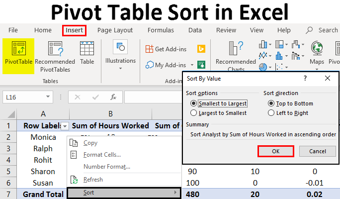 Pivot Table Sort in Excel