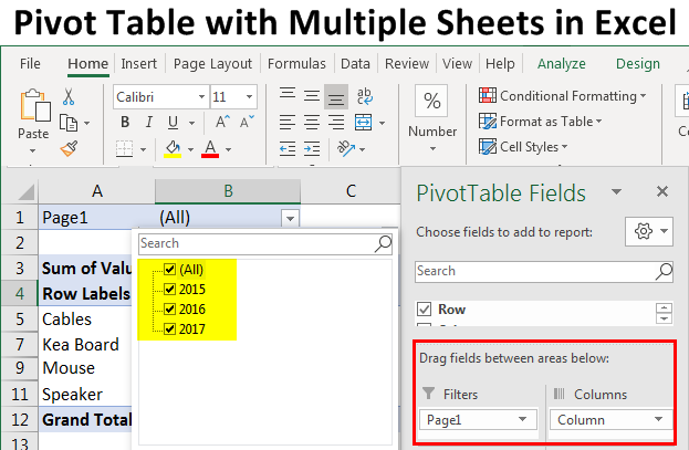 Pivot Table with Multiple Sheets in Excel