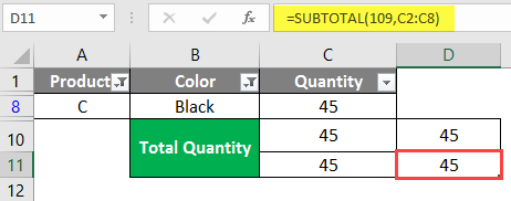 SUBTOTAL Formula in Excel example 1-15