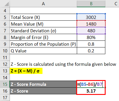 Calculation of Z Socre Example 1-2