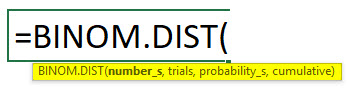 Synatx of Binomial Distribution