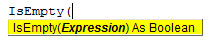 Syntax of VBA IsEmpty
