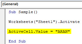 VBA Active Cell Example 1-6