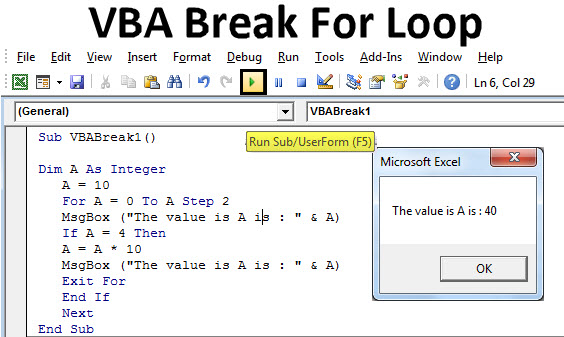 VBA Break for loop 