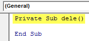 VBA Delete Column Example 1-2