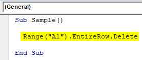 VBA Delete Row Example 1-4