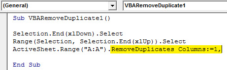 VBA Duplicates example 1.5