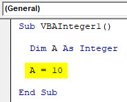 VBA Integer Example 1-5