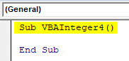 VBA Integer Example 4-1