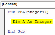 VBA Integer Example 4-2