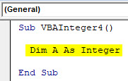 VBA Integer Example 4-2