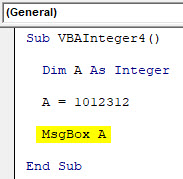 VBA Integer Example 4-4
