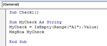 VBA IsEmpty Example 1-2