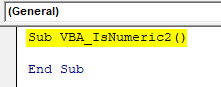 VBA IsNumeric Example 2-1