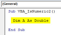 VBA IsNumeric Example 2-2