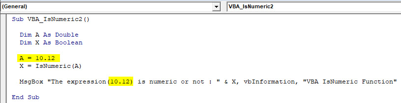 VBA IsNumeric Example 2-8