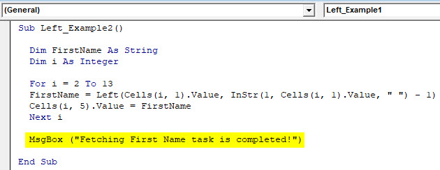 VBA Left Example 2-4