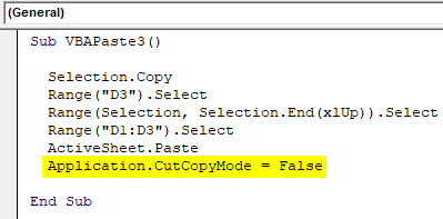 VBA Paste Example 3-7