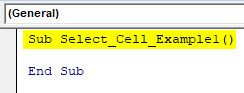 VBA Select Cell Example 1-3