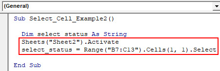 VBA Select Cell Example 2-3