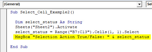 VBA Select Cell Example 2-4