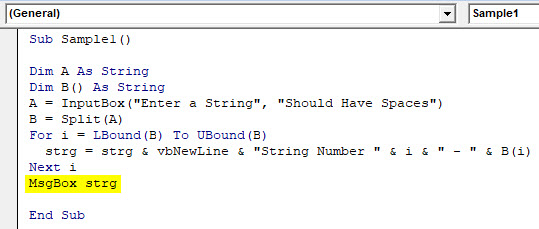 VBA Split Example 2-7