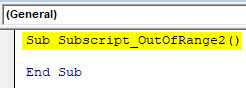 VBA Subscript out of Range Example 2-1