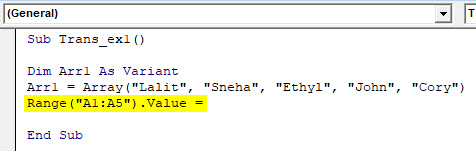 VBA Transpose Example 1-4