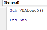 VBA long Example 5.1